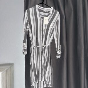 NEW grey and white striped dress